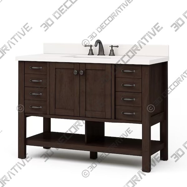 allen + roth Kingscote 48-in Espresso Undermount Single Sink Bathroom Vanity with White Engineered Stone Top