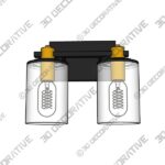 stambord 2 Light Bathroom Vanity Light, Black and Gold Bathroom Light Fixtures, Sconces Wall Lighting with Glass Shade