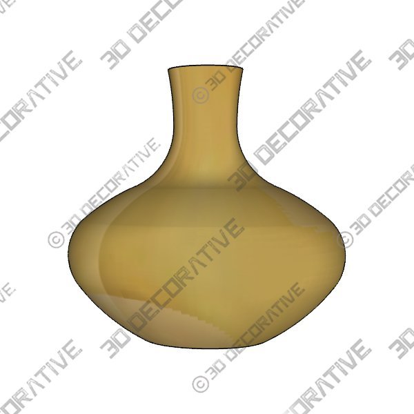 Dark Yellow Ceramic Vase - 3D Decorative