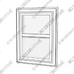 35.5-in x 59.5-in x 3.25-in Jamb Vinyl New Construction White Single Hung Window - 3D Decorative