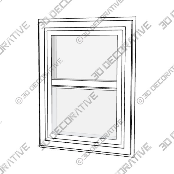 35.5-in x 59.5-in x 3.25-in Jamb Vinyl New Construction White Single Hung Window - 3D Decorative