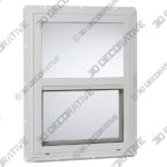 35.5-in x 59.5-in x 3.25-in Jamb Vinyl New Construction White Single Hung Window - 3D Decorative