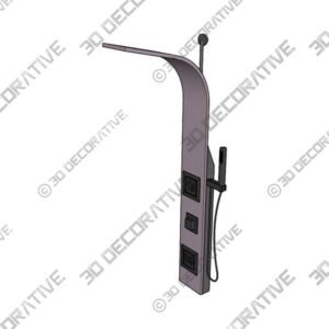 Aura 2-Jetted Shower Panel With Heavy Rain Shower and Spray Wand, Gray Marble - 3D Decorative