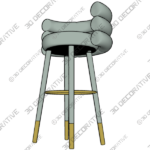 Betty Grey Velvet Barstool -  3 Models Service - 3D Decorative