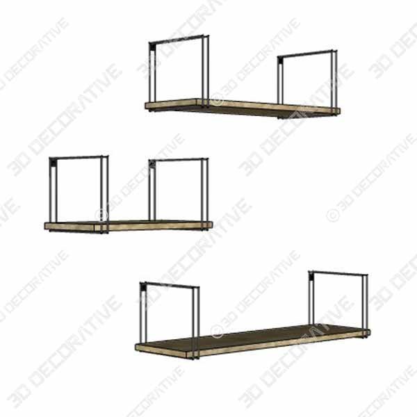 SRIWATANA Rustic Floating Shelves, Wood Wall Shelves Set of 3, Wall Mounted Storage Shelves - 3D Decorative