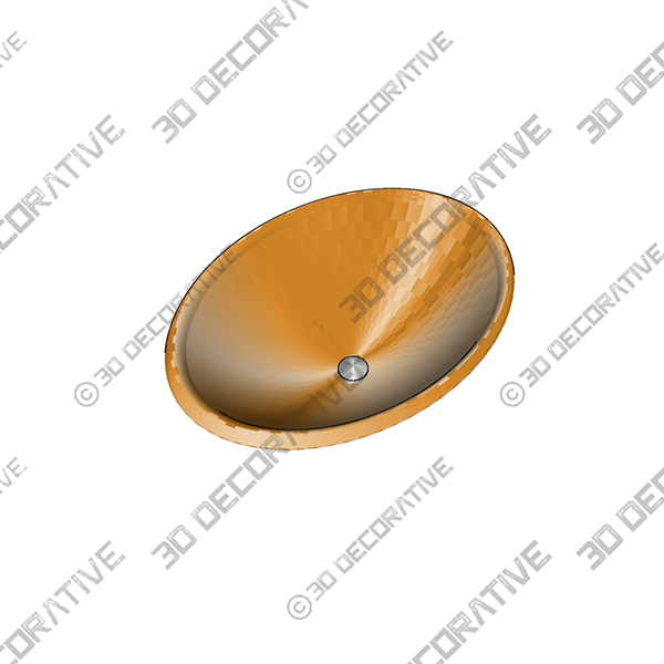 19″ Oval Self Rimming Hammered Copper Sink - 3D Decorative