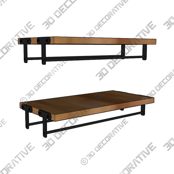 2 Piece Solid Wood Accent Shelf - 3D Decorative