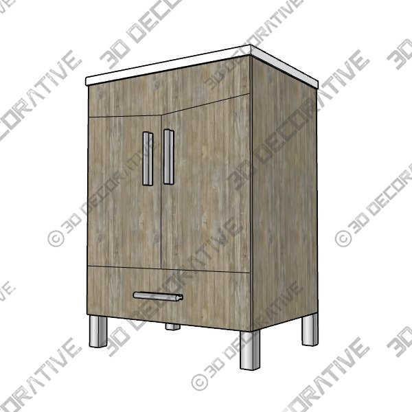 24″ Double Bathroom Vanity Set with Mirror - 3D Decorative