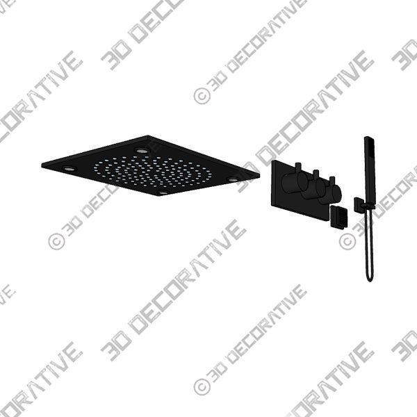 3 Function Large Shower System with Body Spray and LED Light Matte Black RB0815 - 3D Decorative