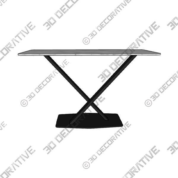 63" Modern Dining Table, White Sintered Stone Tabletop Dining Table - 3D Decorative