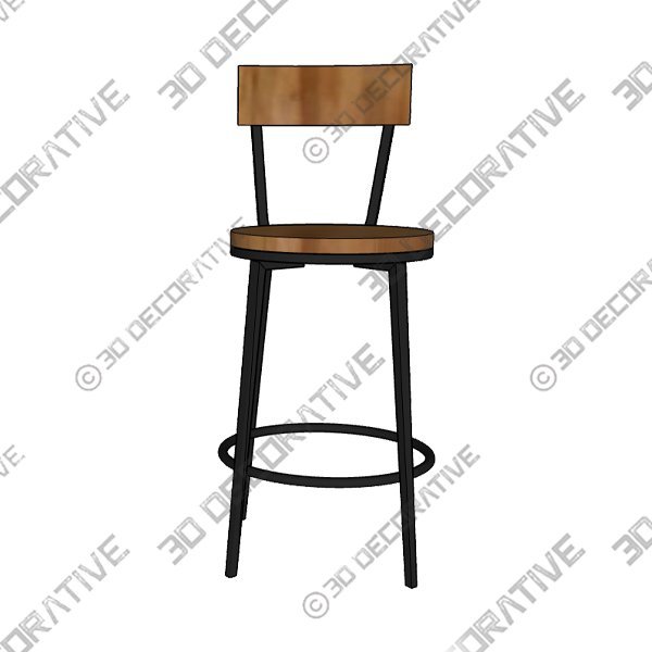Arnold Reclaimed Wood Swivel Stool - 3D Decorative