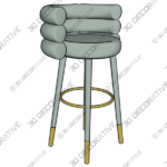 Betty Grey Velvet Barstool -  3 Models Service - 3D Decorative