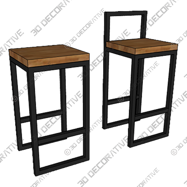 Black Metal Counter Stools - 3D Decorative