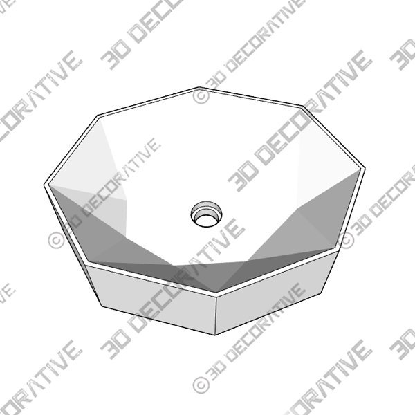 Brusque Glossy Ceramic Vessel Bathroom Sink with Overflow - 3D Decorative