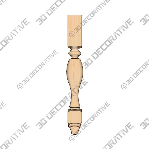 Country French (Double Square) Post Leg, Hard Maple- 3D Decorative