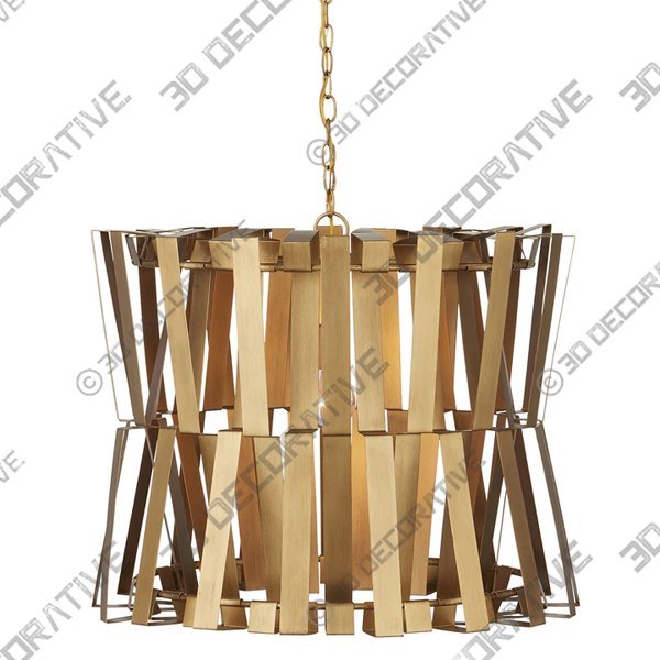 Currey & Co Chaconne Brass Chandelier - 3D Decorative