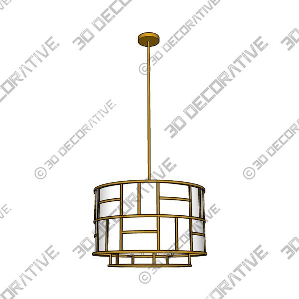 Danielson Chandelier, 6-Light, Vibrant Gold, White Shade, 24.75"W (DAN-406-VG 2KURH) - 3D Decorative