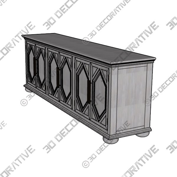 Delmy Solid Wood Cabinet - 3D Decorative