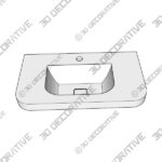 DXV 33 in. Wall Hung Sink with overflow, Center hole - 3D Decorative