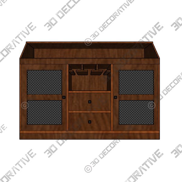 ENSTVER Sideboard Storage Cabinet with Two Drawers and Storage Shelves for Dining Room, Rustic Brown - 3D Decorative