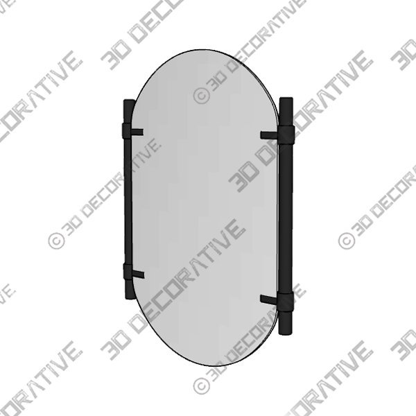 Frameless Pill Mirror w/ Bar Accents - 22.5"W x 33.5"H - 3D Decorative