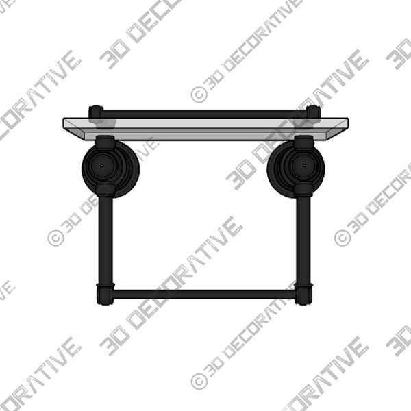 Freyja Glass Bracket Shelf with Towel Bar - 3D Decorative