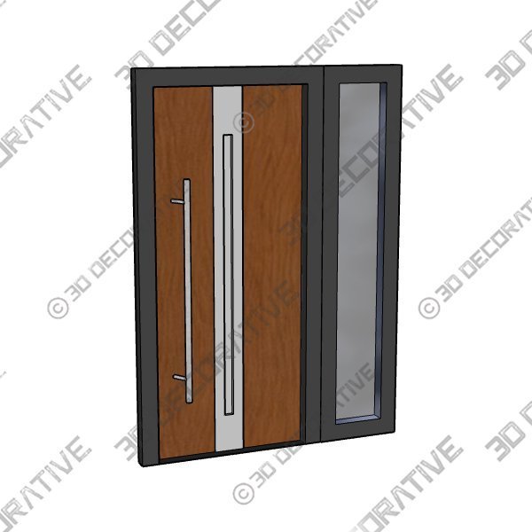 FRONT EXTERIOR PREHUNG STEEL DOOR -W36+12 X H80-RIGHT-HAND INSWING - 3D Decorative