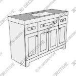 H Single Sink Freestanding Bath Vanity in White - 3D Decorative