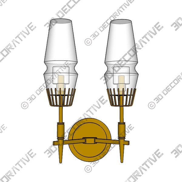 High Bright Aged Brass Wall SconceĀ - 3D Decorative