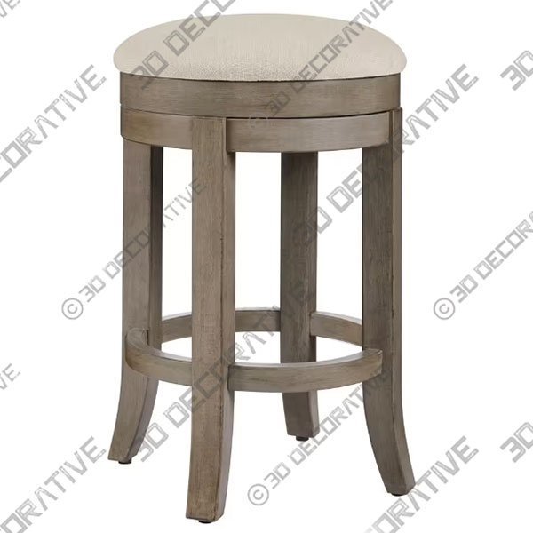 Hillburn Portabello Brown Backless Swivel Counter stool - 3D Decorative