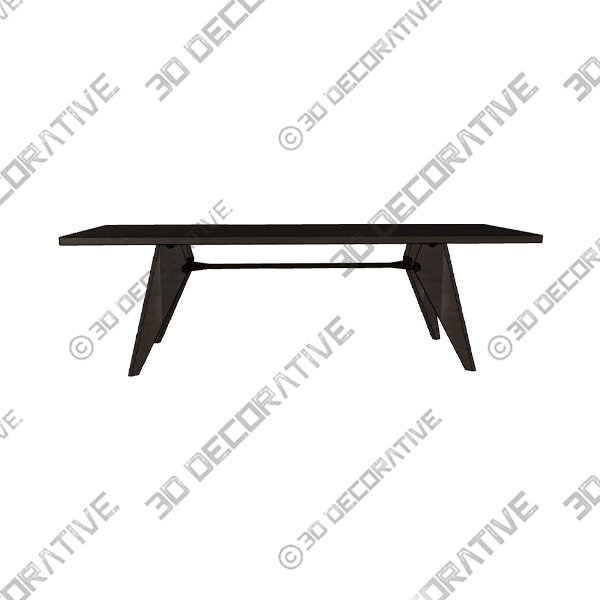 JEAN PROUVE - TABLE S.A.M. BOIS - 3D Decorative