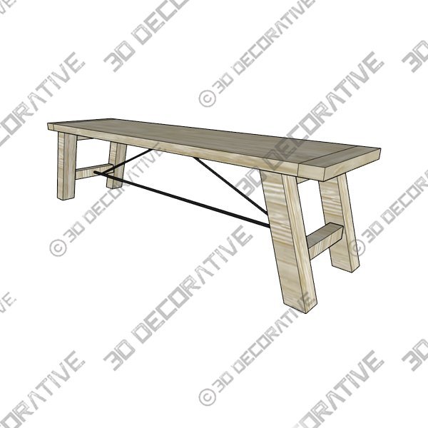 Kendig Wood Dining Bench - 3D Decorative