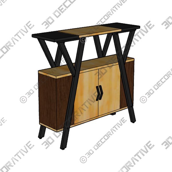 Kitchen Island Buffet Console Table with Storage Cabinet - 3D Decorative