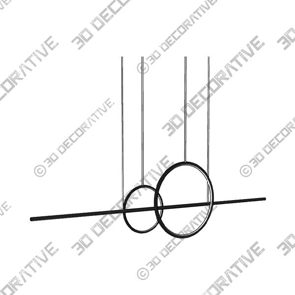 Minimalist Black Island light for Kitchen LED Hanging Light with Ring Shape - Steel Bar - 3D Decorative