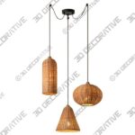 Natural Rattan Cluster Ceiling Light - 3D Decorative