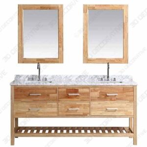 Luca Kitchen & Bath LC72BOW Valencia 72 Double Vanity, Sink, and Mirror - 3D Decorative
