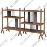 Bookcase-5-6.jpg Orizaba Two Sided Bookcase Module B, Wood and Aluminium, Contemporary Design - 3D Decorative
