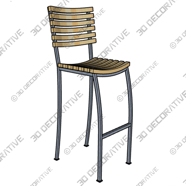 Outdoor Acacia Wood Dining Chairs - 3D Decorative