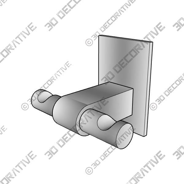 Polished Chrome Double Hook - 3D Decorative