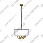 Chandeliar-4.jpg Rittenhouse Chandelier, 6-Light, Antique Brass, Off-White Linen Scalloped Shade, 26"W (89562 3JNZ3) - 3D Decorative