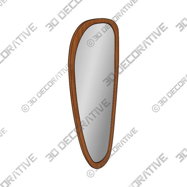 Rustic Asymmetrical Mirror Full Length Wall Mirror Wood Frame in Walnut - 3D Decorative