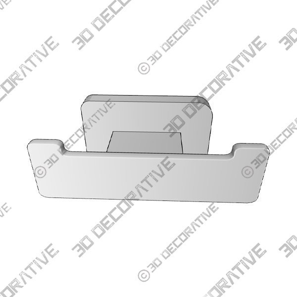 Square Chrome Wall Mounted Double Hook - 3D Decorative