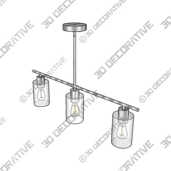 TYNEWRGY 3-Light Pendant Lighting, Clear Glass Pendant Lighting for Kitchen IslandĀ - 3D Decorative
