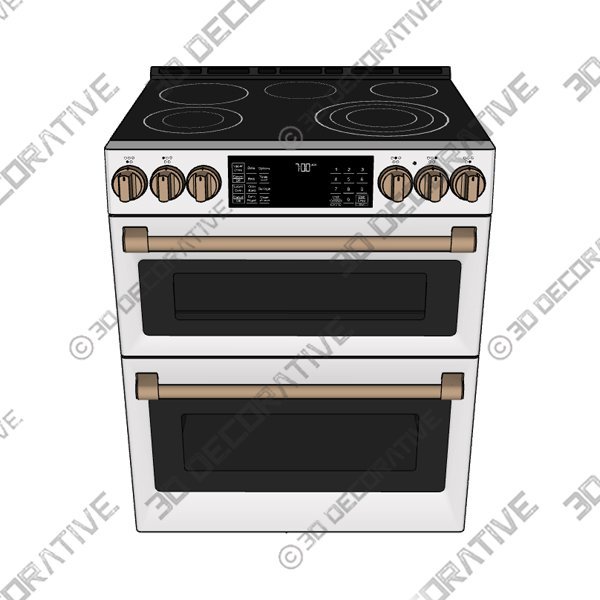 Café™ 30″ Smart Slide-In, Front-Control, Radiant and Convection Double-Oven Range - 3D Decorative