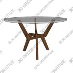 Cleo Round Dining Table Glass Top - 3D Decorative