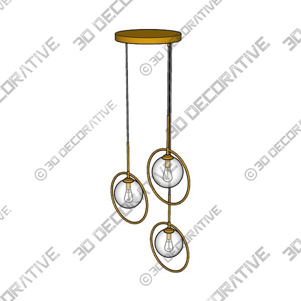 Pendant-2-45.jpg Debbte Industrial Vintage 3-Lights Pendant Lighting Fixture Brass Metal RingĀ - 3D Decorative