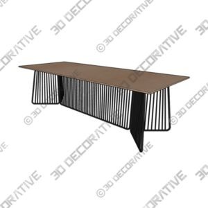 Dining or Conference Table Marble Carrara Top Black Steel Structure - 3D Decorative