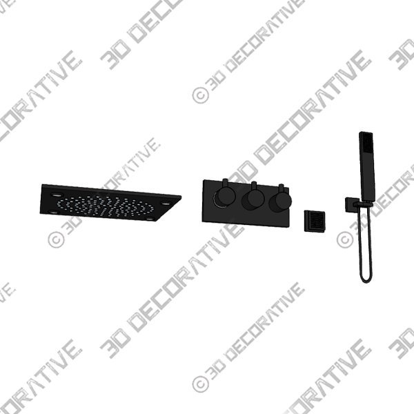 3 Function Large Shower System with Body Spray and LED Light Matte Black RB0815 - 3D Decorative