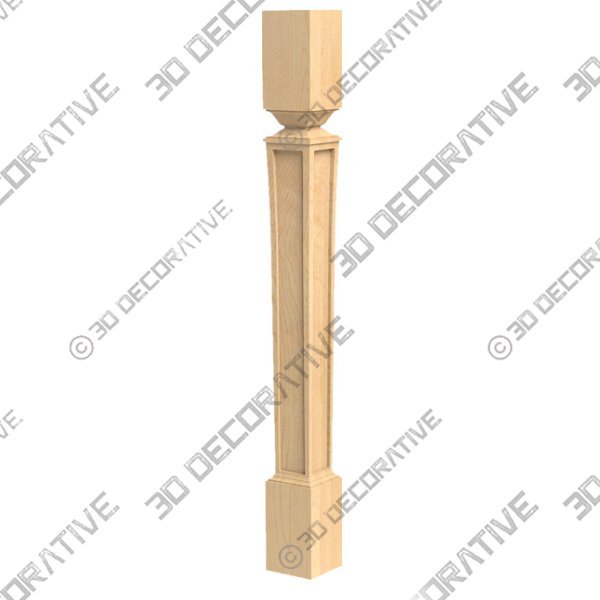 41" Nouveau Bar Post Leg, Alder - 3D Decorative