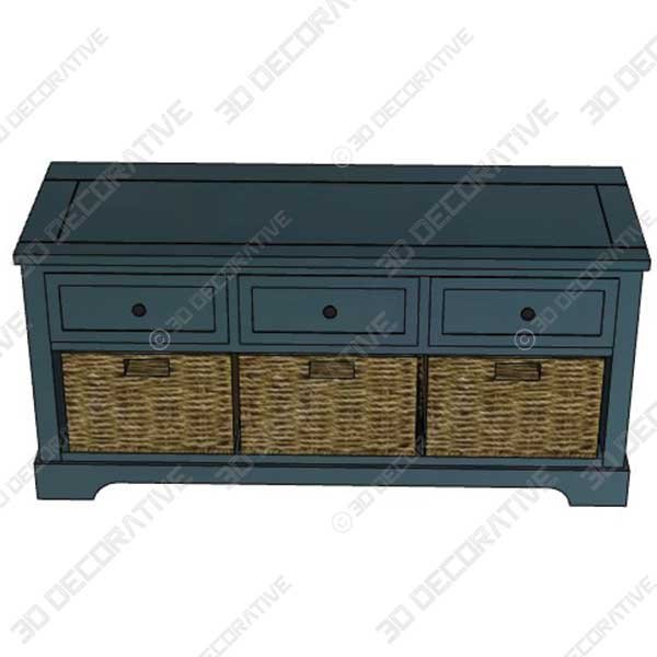 Ardina Wood Storage Bench - 3D Decorative